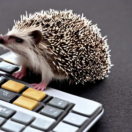 Image similar to a hedgehog using a calculator