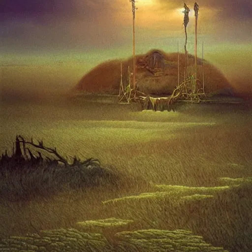 Image similar to scene from a dream. plains. digital artwork by vincent bons, michael whelan, remedios varo and gerardo dottori. grainy and rough. interesting pastel colour palette. beautiful light. oil and water colour based on high quality render.