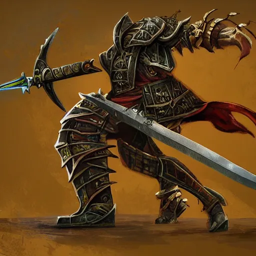 Image similar to warrior sword blade, war theme sword blade, fantasy sword of warrior, armored sword blade, fiery coloring, epic fantasy style art, fantasy epic digital art, epic fantasy weapon art