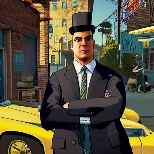 Image similar to Lemony Snicket on the poster for gta 6, gta style, detailed, shadows