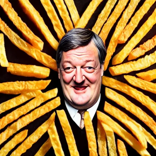 Image similar to ( ( stephen fry ) ) is [ made of ] [ french fries ] hybrid intercross mix