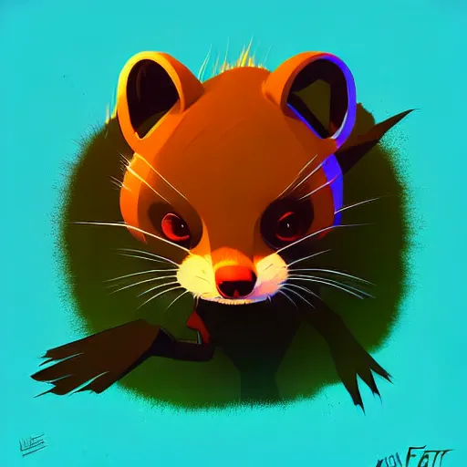 Prompt: curved perspective, extreme narrow, extreme fisheye, digital art of a marten animal by anton fadeev from nightmare before christmas