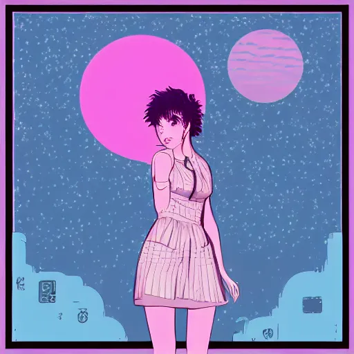 Image similar to lofi vaporwave retro futurism album artwork underground unknown lonely girl