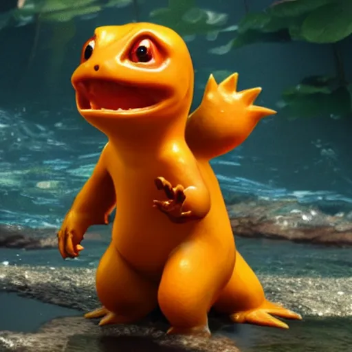 Prompt: a charmander made of water, ultra realistic, concept art, intricate details, highly detailed, photorealistic, octane render, 8 k, unreal engine, art by frank frazetta, simon bisley, brom