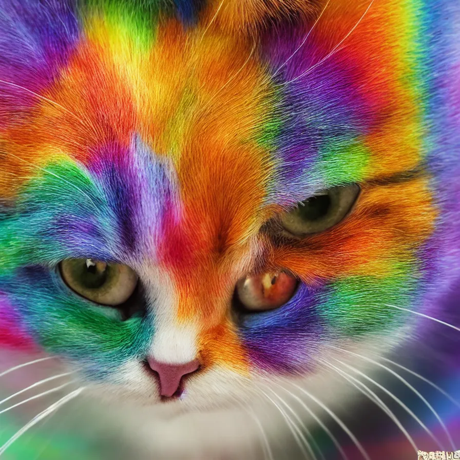 Image similar to a Rainbow kitten, ultra realistic, 8K