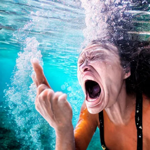 Image similar to Woman screaming underwater