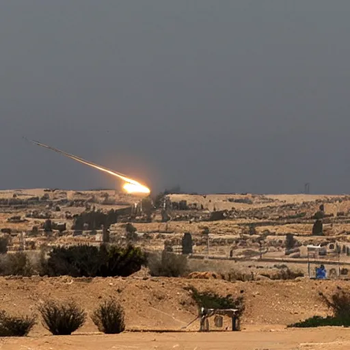 Prompt: Israel's Iron Dome in action, photography