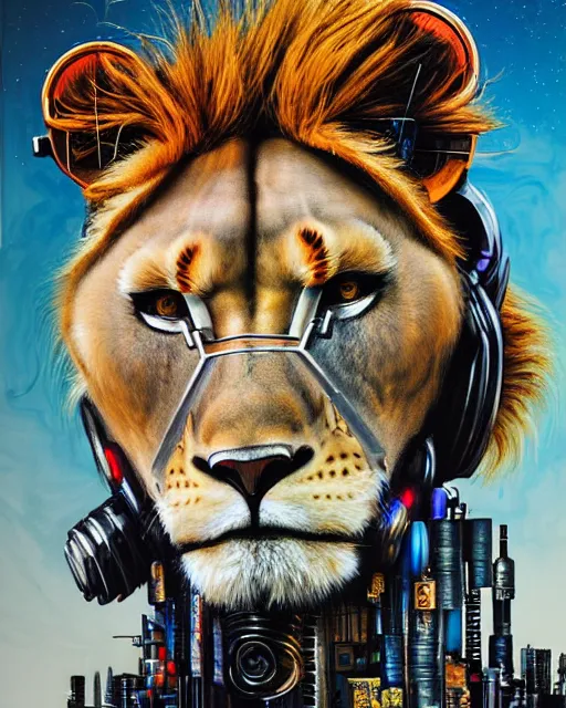 Image similar to a portrait of an anthropomorphic cyberpunk lioness by sandra chevrier, by jon foster, detailed render, tape deck, epic composition, cybernetics, 4 k realistic, cryengine, realistic shaded lighting, sharp focus, masterpiece, by enki bilal