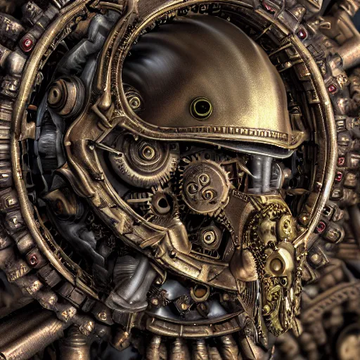 Prompt: A steampunk ornate styracosaur made of engraved full plate armor and gears, Macro shot by Justin Gerard, unreal engine, physically based rendering