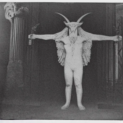 Prompt: 1910s photograph of Baphomet in Washington DC