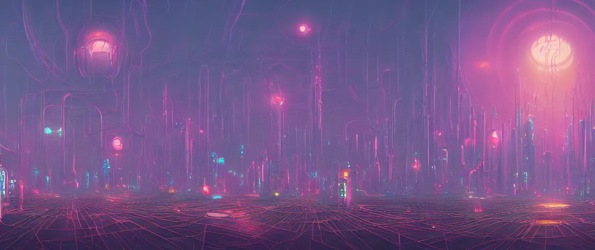 Image similar to beautiful painting of anemone city in the dreams of a mainframe in the style of Simon Stålenhag and H. R. Giger, detailed, trending on Artstation