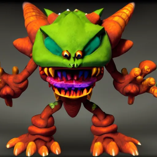 Prompt: a Cacodemon from DOOM 1993 in the style of Ratchet & Clank game