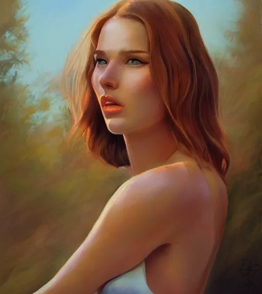 Prompt: natali portman, portrait, illustration, rim light, top light, perfectly shaded, spring time, slight overcast lighting, soft painting, art by boris vallejo