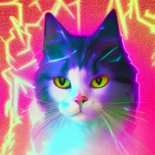 Image similar to anime cat, portrait, vaporwave, synthwave, neon, vector graphics, cinematic, volumetric lighting, f 8 aperture, cinematic eastman 5 3 8 4 film, photorealistic