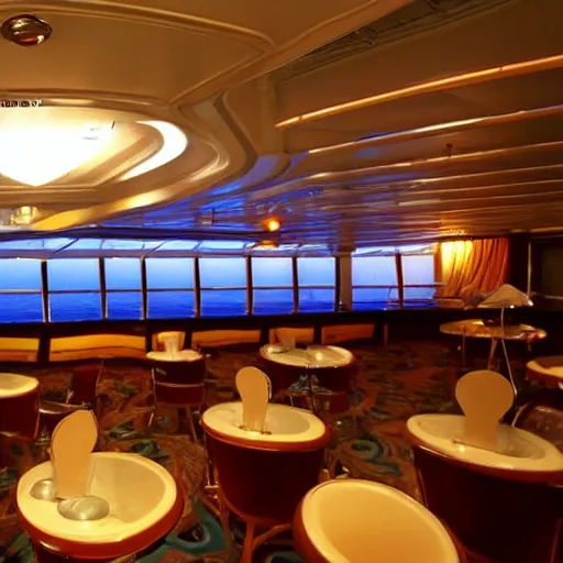Prompt: the most terrifying place on a cruise ship, documentary still
