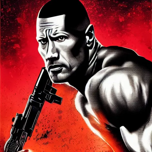 Image similar to Dwayne Johnson as the punisher digital art 4k detailed super realistic