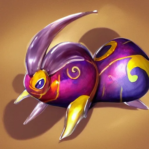 Image similar to A pokemon that looks like A Tangguan snail with multi-colored gemstones on the raised part of the shell，Trending on art station. Unreal engine.