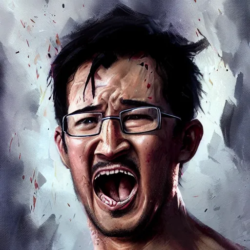 Prompt: a portrait of markiplier raging, greg rutkowski