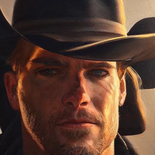 Image similar to modern oil portrait of old gunslinger jack, very very very very very beautiful art, masterpiece, realistic and detailed, artstation, backlight