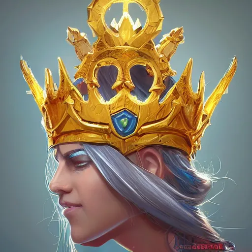 Image similar to a golden majestic crown with gemstone carved into it, floating crown, the crown the crown, yellow magic theme, bright art masterpiece artstation. 8 k, sharp high quality artwork in style of jose daniel cabrera pena and greg rutkowski, concept art by tooth wu, blizzard warcraft artwork, hearthstone card game artwork, the crown