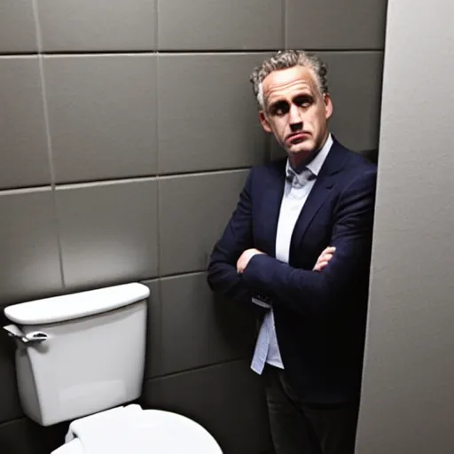 Image similar to jordan peterson hiding inside a toilet