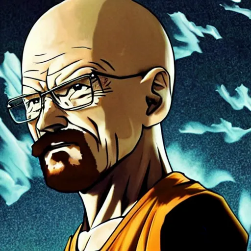 Prompt: walter white going super sayan, dragon ball