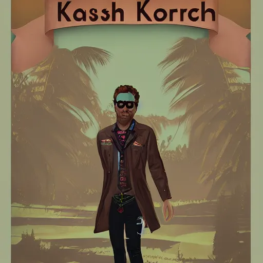 Image similar to vaush ian kochinski in the style of disco elysium