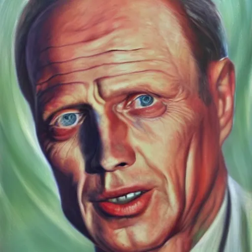 Image similar to realistic portrait of richard widmark in color, oil painting