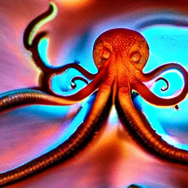 Image similar to octopus god is almighty, incredible photography, beautiful ambient light