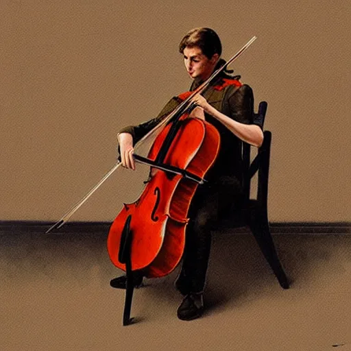 Image similar to cello violin concert art by banksy and alan lee