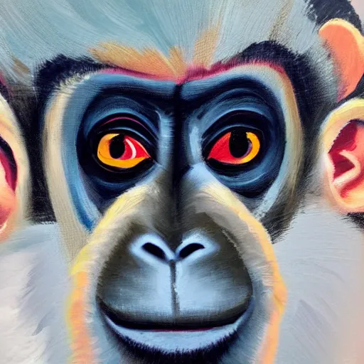 Image similar to Acrylic on canvas portrait of monkey