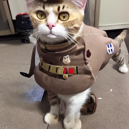 Image similar to cat dressed like british ww 2 soldier