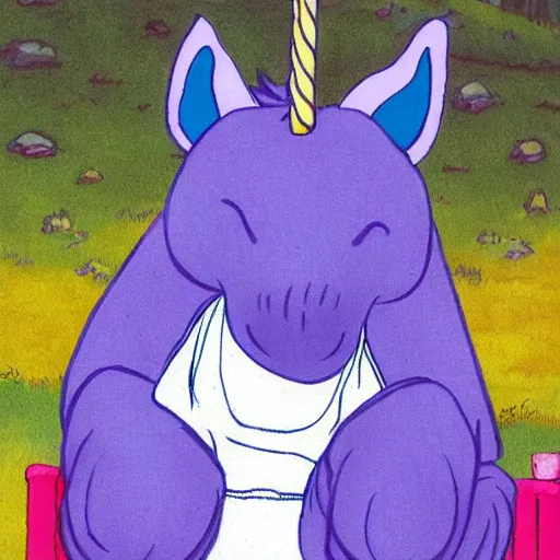 Image similar to eeyore as a depressed unicorn, high resolution photograph