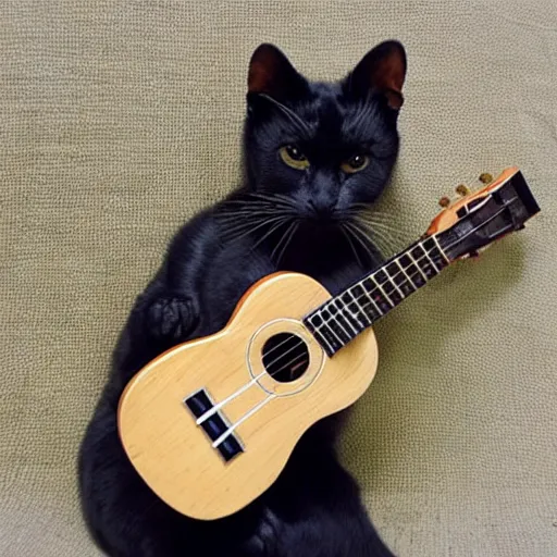 Prompt: ukulele cat