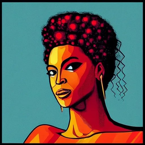 Image similar to “ beautiful beyonce retro minimalist portrait by jean giraud, moebius starwatcher comic, 8 k ”