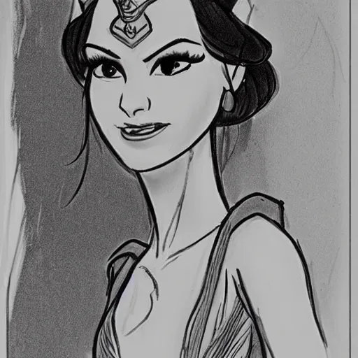 Image similar to milt kahl sketch of victoria justice as princess padme from star wars episode 3