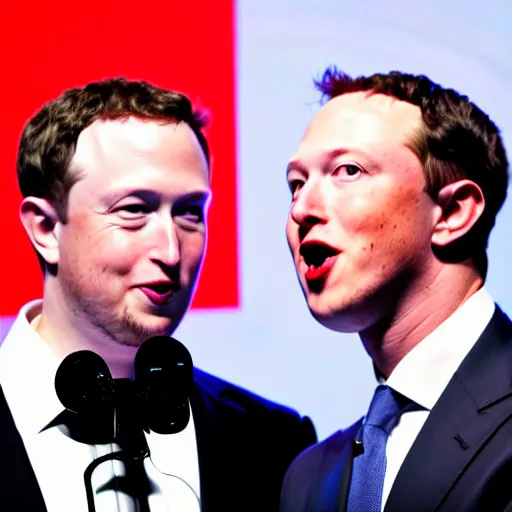 Image similar to mark zuckerburg and elon musk face to face before a boxing match,