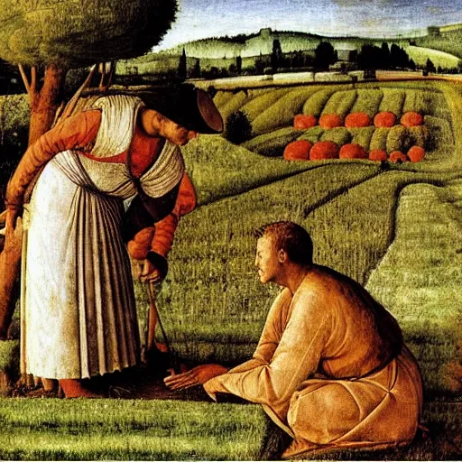 Image similar to Farmer tilling his field by Fra Filippo Lippi,