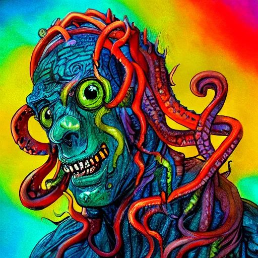 Image similar to Lovecraft monster, bright, colorful, happy, photorealistic,