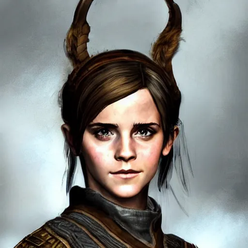 Prompt: A concept art of Emma Watson in The Elder Scrolls V: Skyrim (2009 video game)