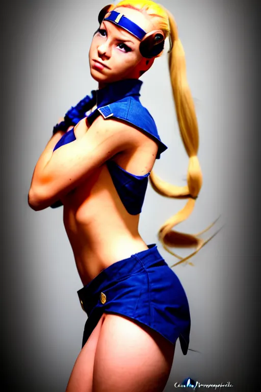 Image similar to cosplaying as cammy from street fighter, professional photo, trending on deviantart