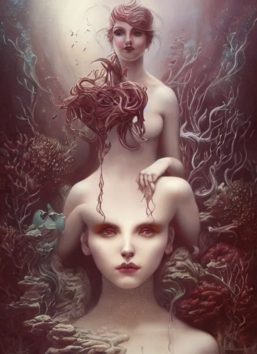 Image similar to a statue under the sea, by tom bagshaw,