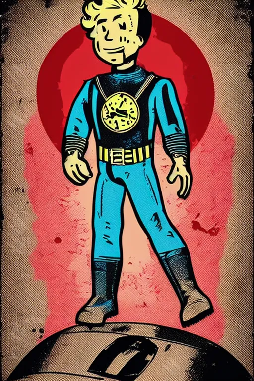 Image similar to fallout 7 6 retro futurist illustration art by butcher billy, sticker, colorful, illustration, highly detailed, simple, smooth and clean vector curves, no jagged lines, vector art, smooth andy warhol style