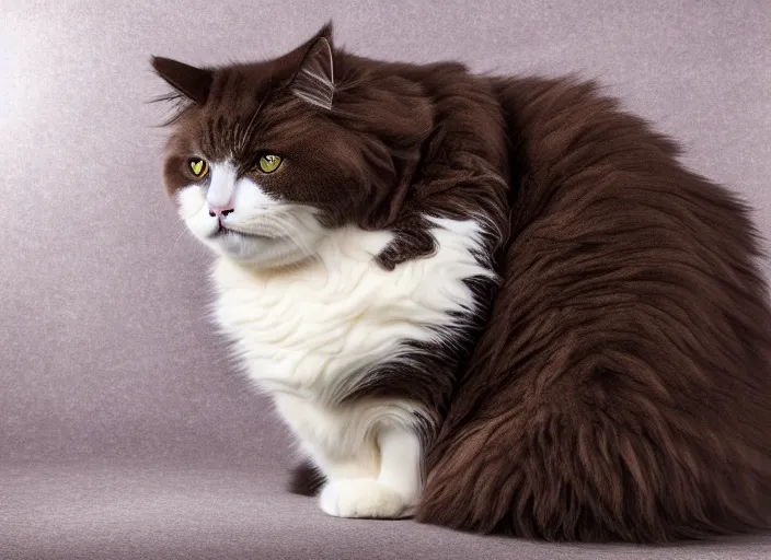 Prompt: 5 5 mm photo of a very very fat and fluffy cat. fantasy magic style. highly detailed 8 k. intricate. lifelike. soft light. nikom d 8 5 0. cinematic post - processing