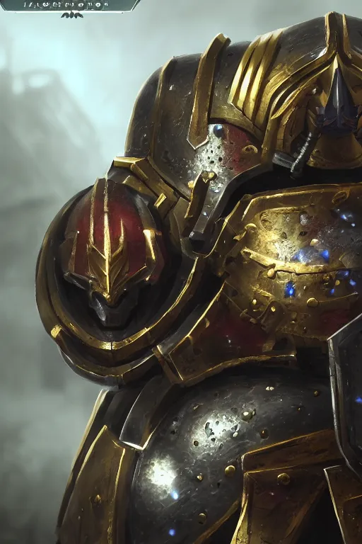 Image similar to armor portrait heros warhammer 4 0 k horus heresy fanart - the primarchs emperor by johannes helgeson animated with vfx concept artist & illustrator global illumination ray tracing hdr fanart arstation zbrush central hardmesh 8 k octane renderer