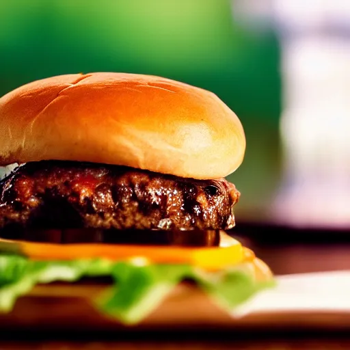 Prompt: 85mm food photograph of the perfect cheeseburger shot on 35mm film, studio lighting, 8k