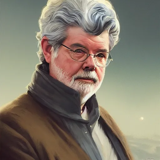 Image similar to A portrait of george lucas, star wars art, art by greg rutkowski, matte painting, trending on artstation