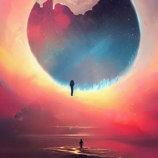 Image similar to an exposed iceberg floating in space with the universe inside, by anato finnstark, by alena aenami, by john harris, by ross tran, by wlop, by andreas rocha