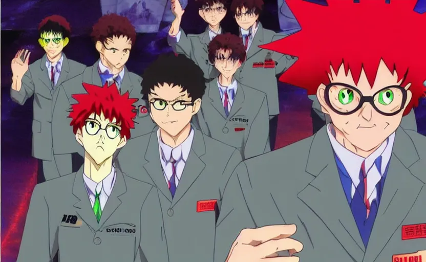 Prompt: Dr. Steve Brule in Neon Genesis Evangelion, anime by Gainax