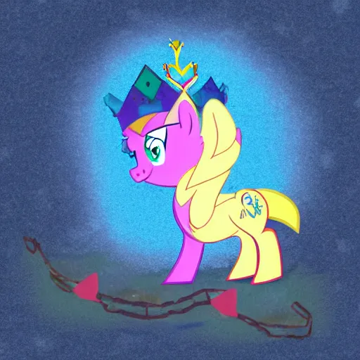 Image similar to walking pig wearing a crown in the style of my little pony